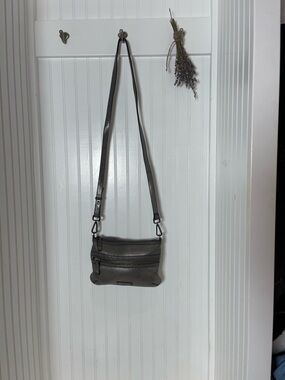 Calvin Klein Gray metallic Leather Crossbody Bag